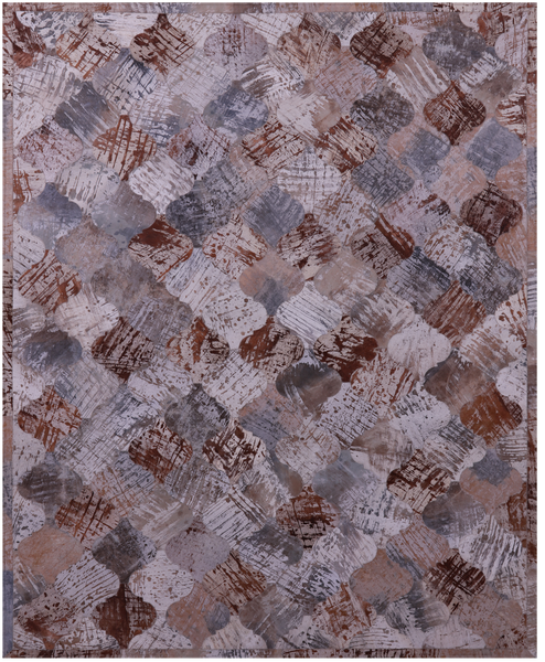 Lantern Tile Natural Cowhide Hand Stitched Patchwork Rug - 6' 8" X 8' 2" - Golden Nile