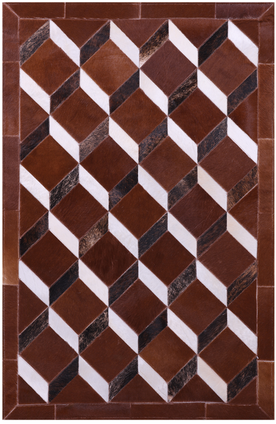 Brown Natural Cowhide Hand Stitched Patchwork Rug - 3' 2" X 5' 0"