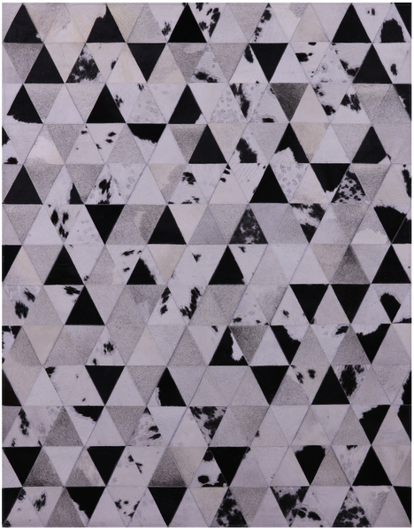 Black & White Natural Cowhide Hand Stitched Patchwork Rug - 5' 0" X 6' 5"