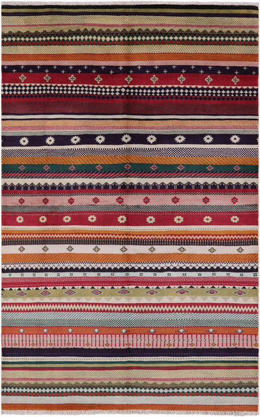 Persian Gabbeh Handmade Wool Rug - 5' 0" X 7' 9" - Golden Nile