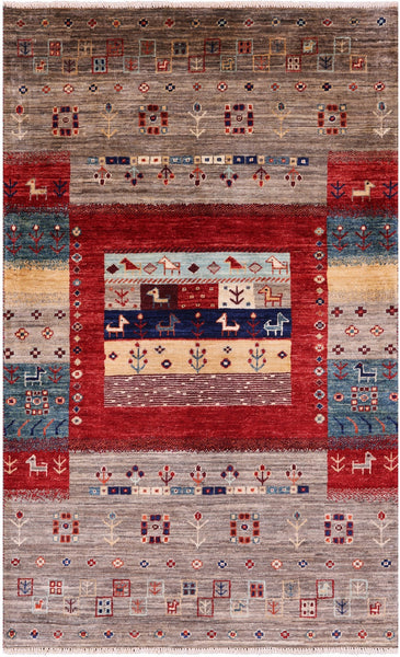 Tribal Persian Gabbeh Hand Knotted Wool Rug - 3' 0" X 4' 11" - Golden Nile