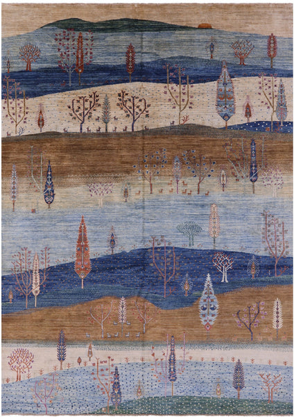 Tribal Persian Gabbeh Hand Knotted Wool Rug - 9' 10" X 13' 6" - Golden Nile