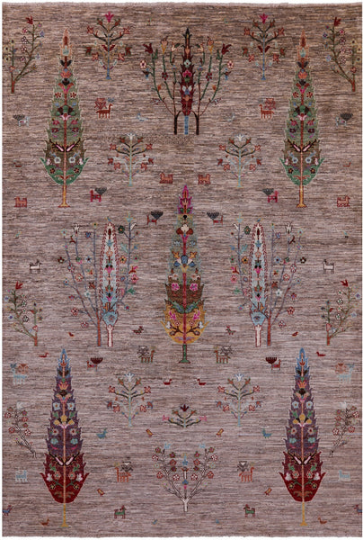 Tribal Persian Gabbeh Hand Knotted Wool Rug - 6' 9" X 9' 10" - Golden Nile