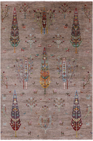 Tribal Persian Gabbeh Hand Knotted Wool Rug - 6' 10" X 10' 0" - Golden Nile