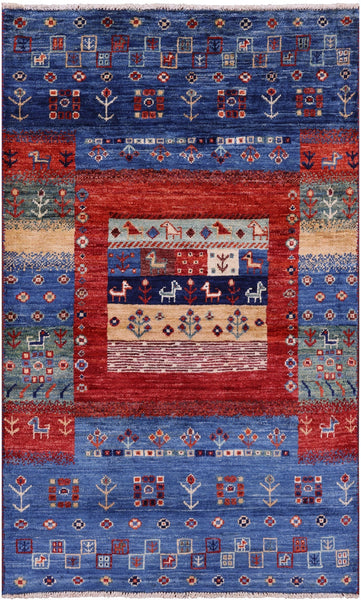 Tribal Persian Gabbeh Hand Knotted Wool Rug - 2' 8" X 4' 4" - Golden Nile