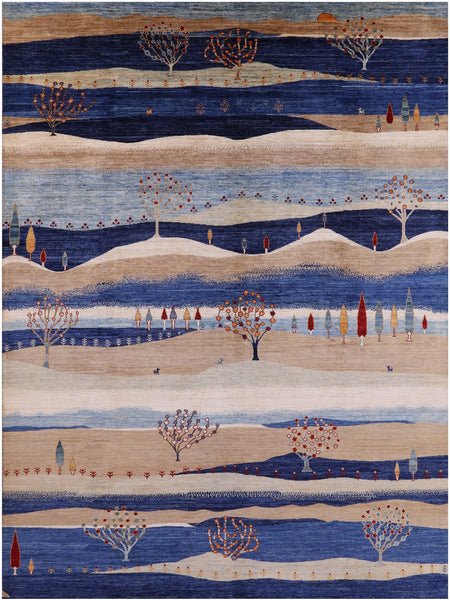 Tribal Persian Gabbeh Hand Knotted Wool Rug - 8' 10" X 11' 11" - Golden Nile