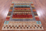 Tribal Persian Gabbeh Hand Knotted Wool Rug - 5' 2" X 6' 11" - Golden Nile