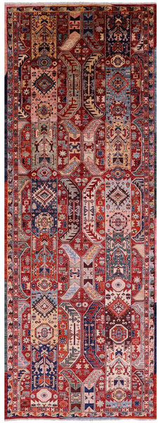 Red Persian Fine Serapi Handmade Wool Runner Rug - 4' 2" X 11' 8" - Golden Nile