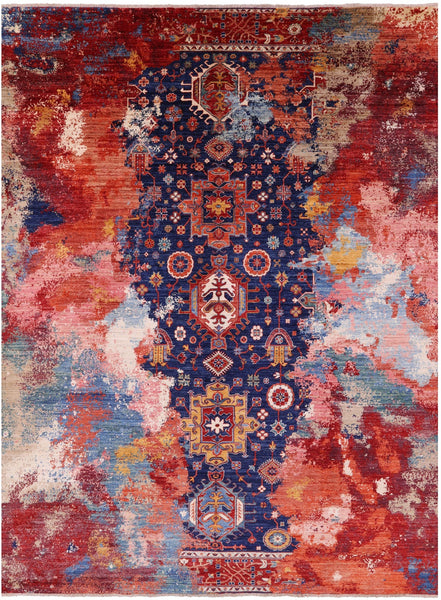 Modern Fine Serapi Hand Knotted Wool Rug - 8' 8" X 11' 8" - Golden Nile