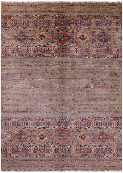 Khorjin Persian Gabbeh Hand Knotted Wool Rug - 5' 10" X 8' 0" - Golden Nile