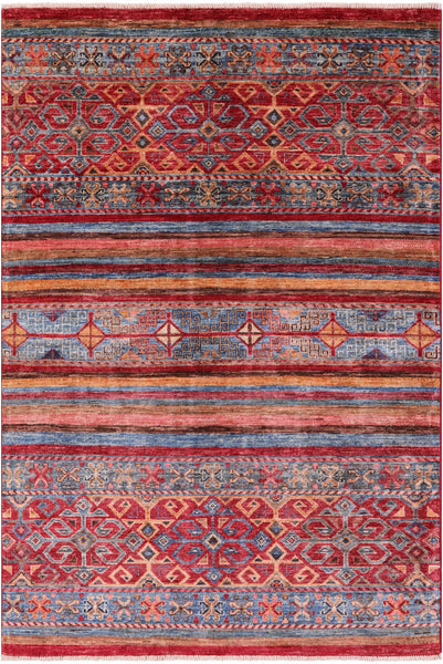 Khorjin Persian Gabbeh Hand Knotted Wool Rug - 4' 2" X 6' 2" - Golden Nile