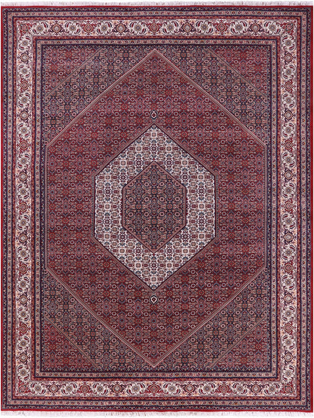 Red Persian Bijar Hand Knotted Wool Rug - 9' 9" X 13' 2" - Golden Nile