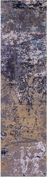 Abstract Contemporary Hand Knotted Wool & Silk Runner Rug - 2' 6" X 10' 1" - Golden Nile