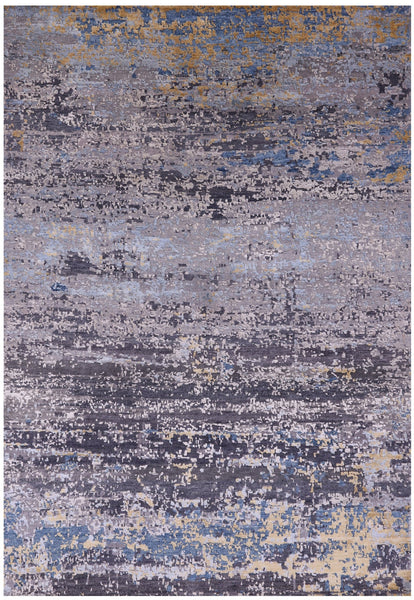 Abstract Modern Hand Knotted Wool & Silk Rug - 5' 0" X 7' 0" - Golden Nile