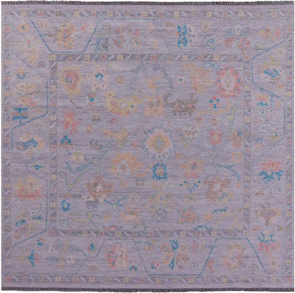 Silver Square Turkish Oushak Handmade Wool Rug - 9' 8" X 10' 0" - Golden Nile