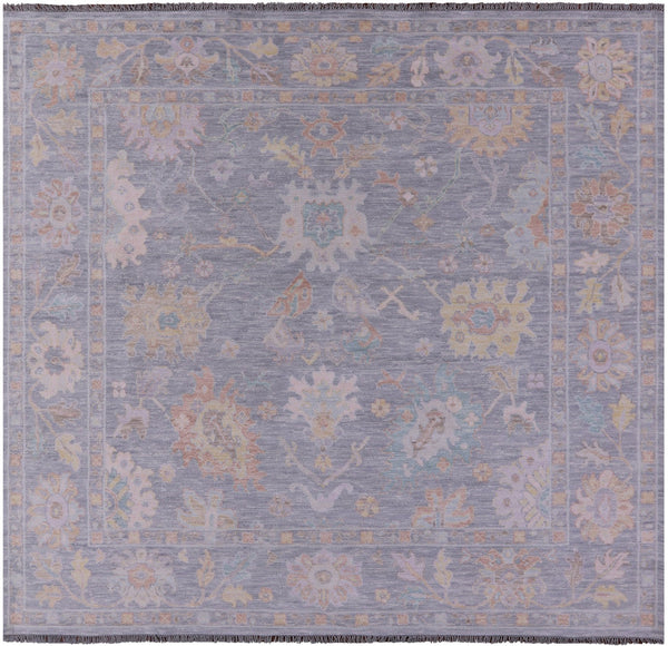 Silver Square Turkish Oushak Hand Knotted Wool Rug - 9' 9" X 10' 4" - Golden Nile