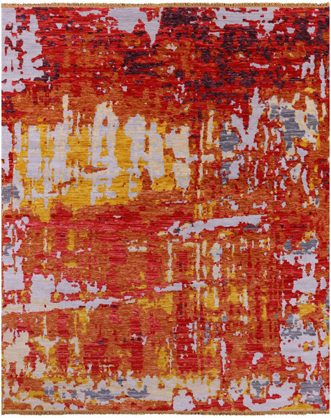 Abstract Contemporary Hand Knotted Wool Rug - 8' 1" X 10' 4" - Golden Nile
