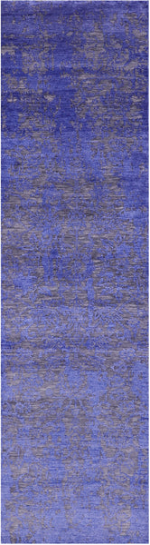 Grey Persian Tabriz Hand Knotted Wool & Silk Runner Rug - 2' 7" X 10' 2" - Golden Nile