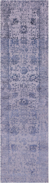 Grey Persian Tabriz Hand Knotted Wool & Silk Runner Rug - 2' 7" X 10' 0" - Golden Nile