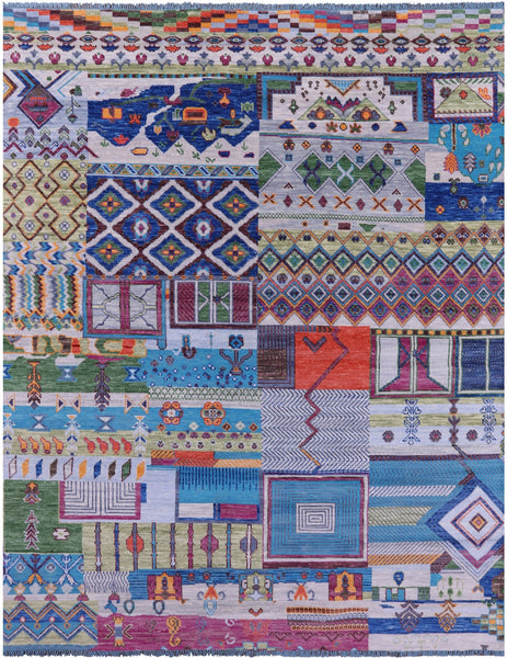 Tribal Moroccan Hand Knotted Wool Rug - 8' 1" X 10' 3" - Golden Nile