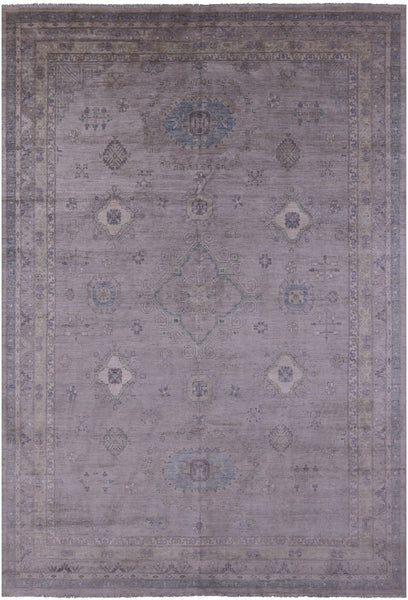 Grey Turkish Oushak Hand Knotted Wool Rug - 9' 9" X 14' 3" - Golden Nile