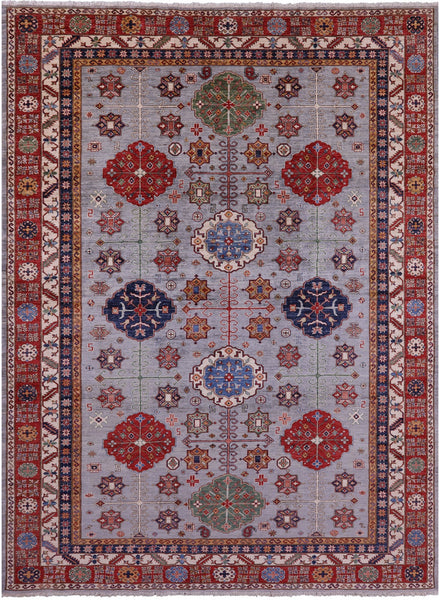 Super Kazak Hand Knotted Wool Rug - 9' 1" X 12' 4" - Golden Nile