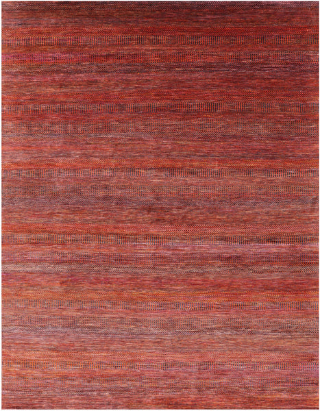 Orange Savannah Grass Hand Knotted Wool & Silk Rug - 8' 11" X 11' 10" - Golden Nile