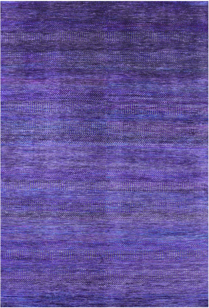 Purple Savannah Grass Hand Knotted Wool & Silk Rug - 6' 1" X 8' 10" - Golden Nile