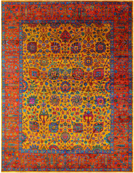 Gold Persian Tabriz Hand Knotted 100% Silk Rug - 8' 0" X 10' 3" - Golden Nile