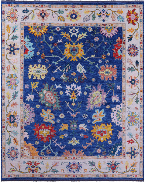 Blue Turkish Oushak Hand Knotted Wool Rug - 12' 2" X 15' 0" - Golden Nile