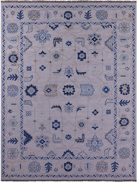 Grey Turkish Oushak Hand Knotted Wool Rug - 10' 5" X 14' 0" - Golden Nile