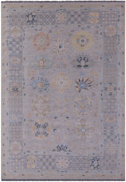 Grey Geometric Fine Serapi Handmade Wool Rug - 10' 0" X 14' 1" - Golden Nile