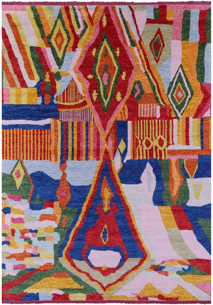 Tribal Moroccan Hand Knotted Wool Rug - 10' 2" X 13' 9" - Golden Nile