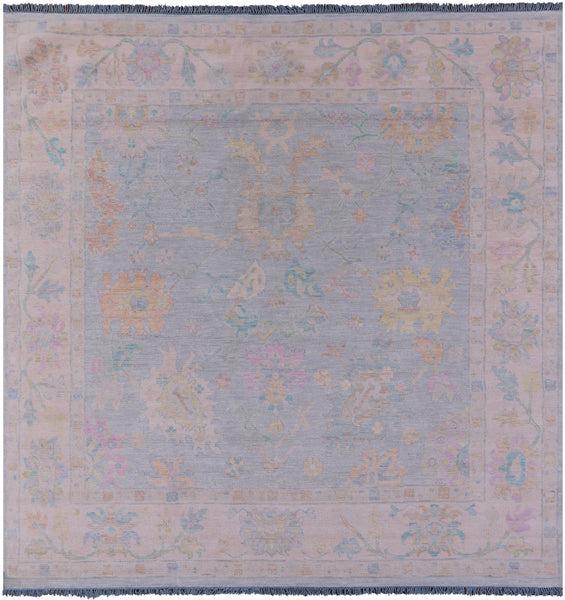 Blue Square Persian Sultanabad Hand Knotted Wool Rug - 9' 11" X 10' 1" - Golden Nile