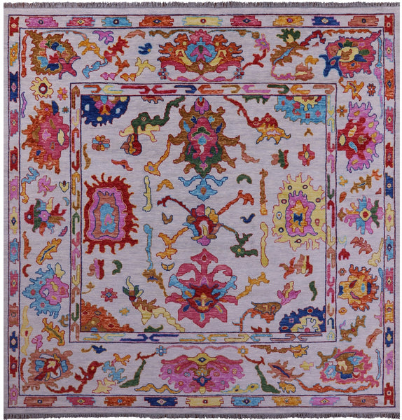 Grey Square Turkish Oushak Hand Knotted Wool Rug - 12' 0" X 12' 2" - Golden Nile