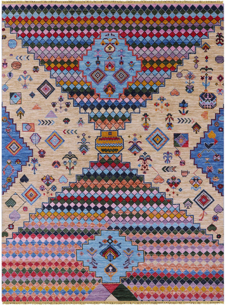 Tribal Moroccan Hand Knotted Wool Rug - 8' 10" X 11' 11" - Golden Nile