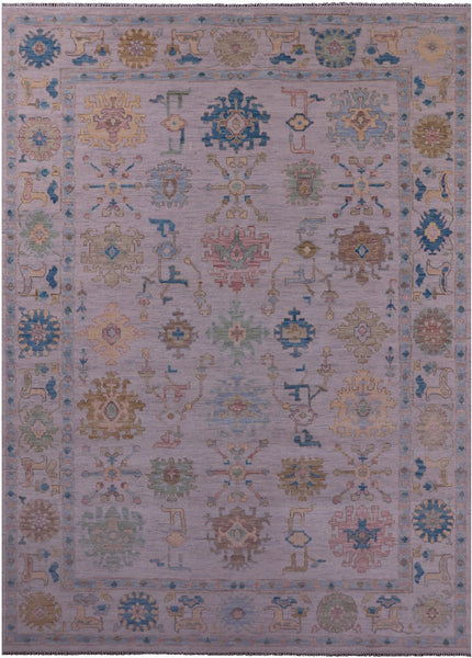 Ivory Turkish Oushak Hand Knotted Wool Rug - 10' 0" X 13' 11" - Golden Nile