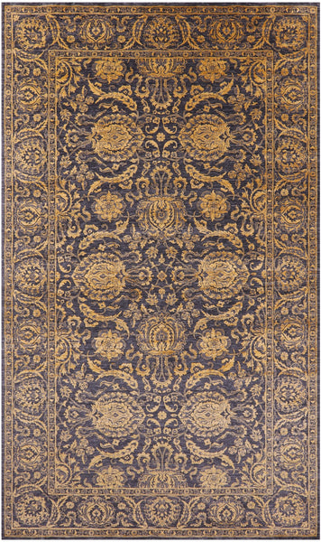 Grey Persian Tabriz Hand Knotted Wool & Silk Rug - 7' 11" X 13' 11" - Golden Nile