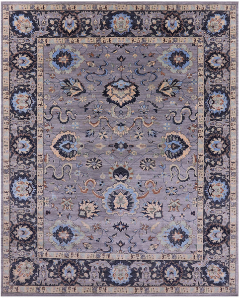 Grey Persian Tabriz Hand Knotted Wool Rug - 8' 1" X 10' 0" - Golden Nile