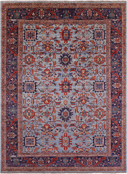 Blue Persian Fine Serapi Handmade Wool Rug - 9' 10" X 13' 6" - Golden Nile