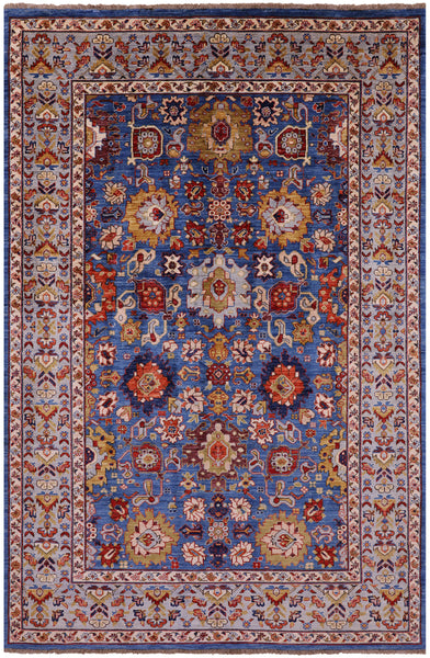 Blue Persian Fine Serapi Handmade Wool Rug - 5' 10" X 8' 11" - Golden Nile