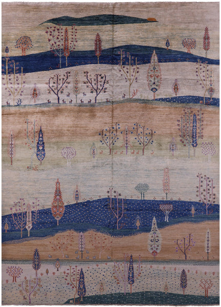 Tribal Persian Gabbeh Hand Knotted Wool Rug - 9' 10" X 13' 7" - Golden Nile