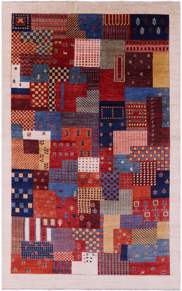 Tribal Persian Gabbeh Hand Knotted Wool Rug - 6' 6" X 10' 3" - Golden Nile