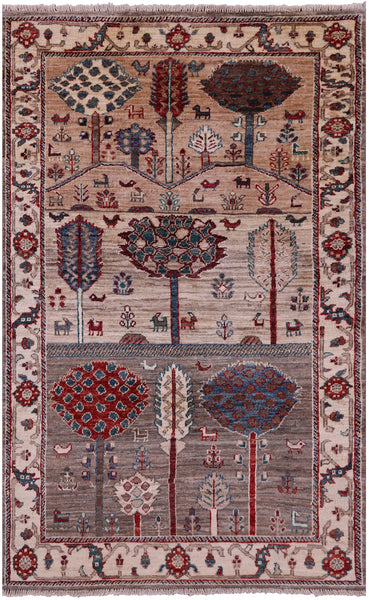 Tribal Persian Gabbeh Hand Knotted Wool Rug - 3' 3" X 5' 2" - Golden Nile