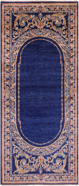 Contemporary Hand Knotted Wool Rug - 4' 9" X 11' 6" - Golden Nile