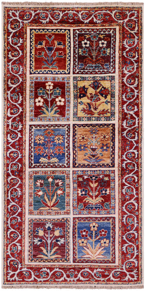 Garden Design Persian Handmade Wool Rug - 2' 11" X 5' 10" - Golden Nile