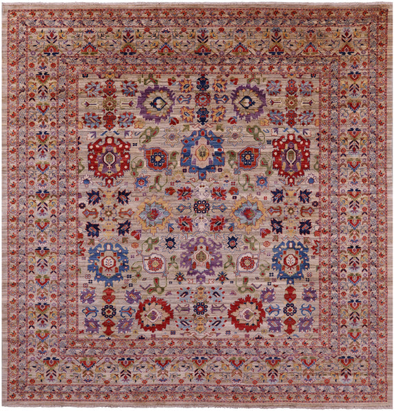 Square Persian Fine Serapi Hand Knotted Wool Rug - 10' 2" X 10' 2" - Golden Nile