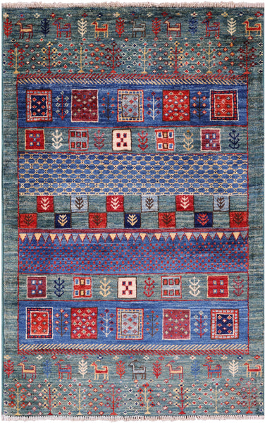 Tribal Persian Gabbeh Hand Knotted Wool Rug - 2' 8" X 4' 4" - Golden Nile