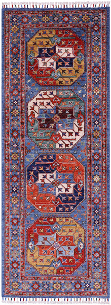 Turkmen Ersari Hand Knotted Wool Rug - 2' 6" X 7' 0" - Golden Nile