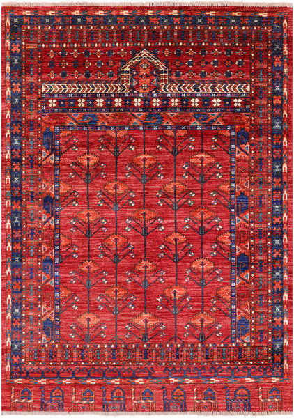Turkmen Ersari Handmade Wool Rug - 4' 6" X 6' 7" - Golden Nile
